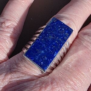 Lapis Lazuli Rectangle Multi-Band Ring in 925 Sterling Silver (snug 9)